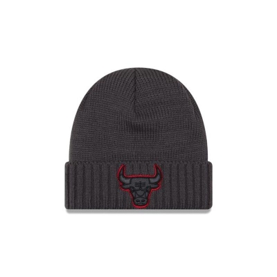 Grey Chicago Bulls Hat - New Era NBA Crisp Cover Knit Beanie USA5291608